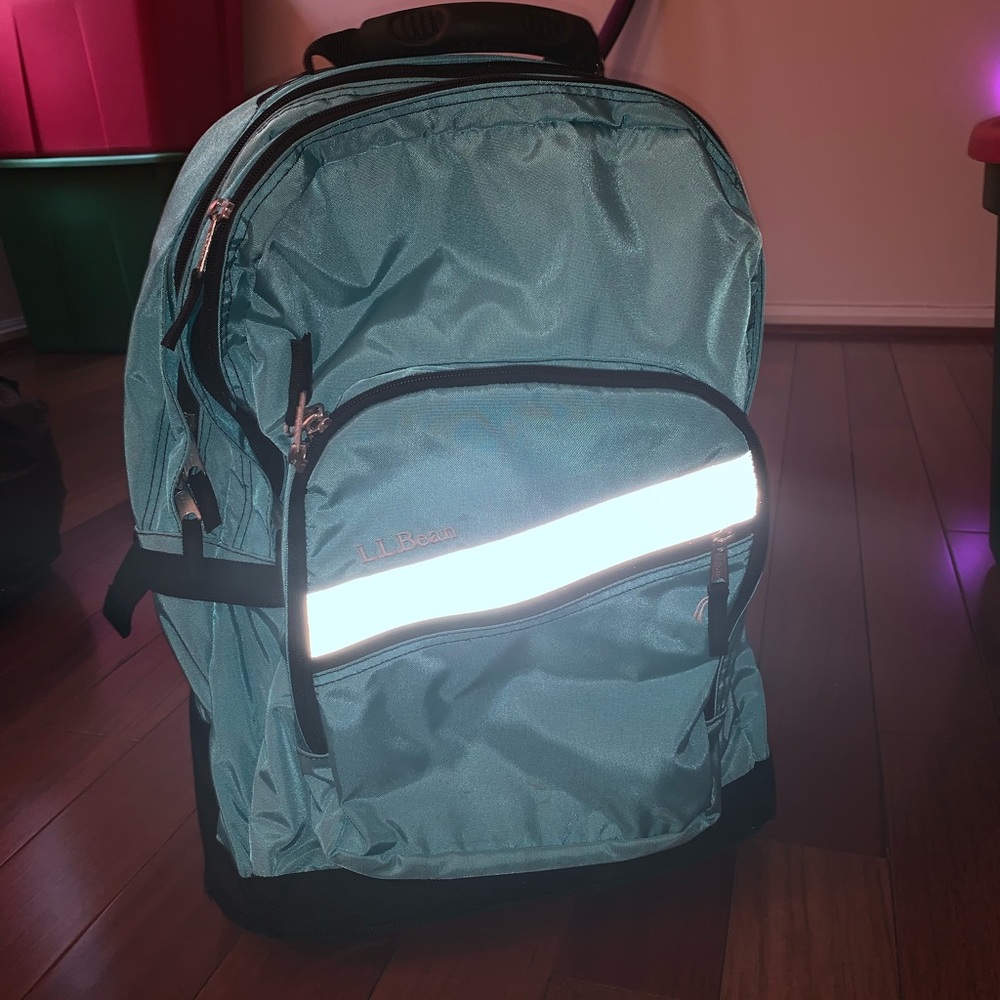 Light blue wheeled backpack